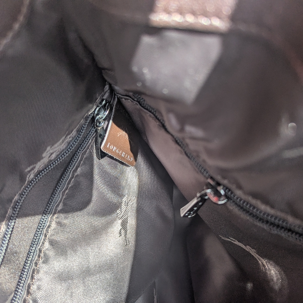 Classy, Authentic Longchamp large leather Midnight Blue Very Nice Shoulder Bag. - Picture 5 of 7